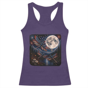 American Flag Dragonfly Patriotic 4th Of July Racerback Tank Top TS12 Purple Print Your Wear