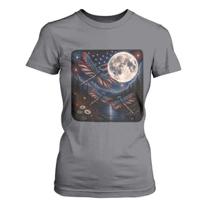 American Flag Dragonfly Patriotic 4th Of July T Shirt For Women TS12 Charcoal Print Your Wear