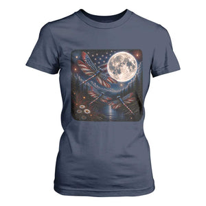 American Flag Dragonfly Patriotic 4th Of July T Shirt For Women TS12 Navy Print Your Wear