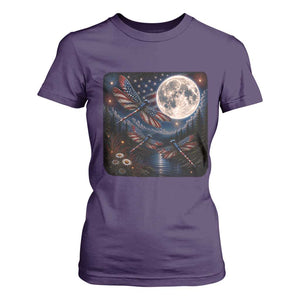 American Flag Dragonfly Patriotic 4th Of July T Shirt For Women TS12 Purple Print Your Wear