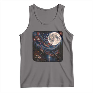 American Flag Dragonfly Patriotic 4th Of July Tank Top TS12 Deep Heather Print Your Wear