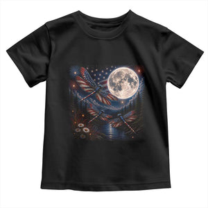 American Flag Dragonfly Patriotic 4th Of July Toddler T Shirt TS12 Black Print Your Wear