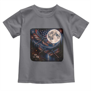 American Flag Dragonfly Patriotic 4th Of July Toddler T Shirt TS12 Charcoal Print Your Wear