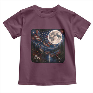 American Flag Dragonfly Patriotic 4th Of July Toddler T Shirt TS12 Maroon Print Your Wear