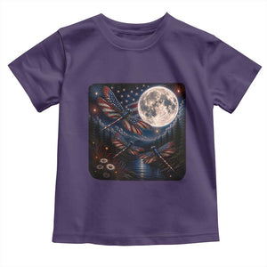 American Flag Dragonfly Patriotic 4th Of July Toddler T Shirt TS12 Purple Print Your Wear