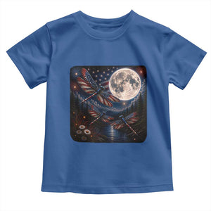 American Flag Dragonfly Patriotic 4th Of July Toddler T Shirt TS12 Royal Blue Print Your Wear