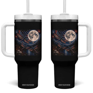 American Flag Dragonfly Patriotic 4th Of July Tumbler With Handle TS12 One Size: 40 oz Black Print Your Wear
