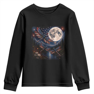 American Flag Dragonfly Patriotic 4th Of July Youth Sweatshirt TS12 Black Print Your Wear