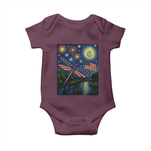 Patriotic Dragonfly Starry Night Swirls Baby Onesie Nature Lovers TS12 Maroon Print Your Wear