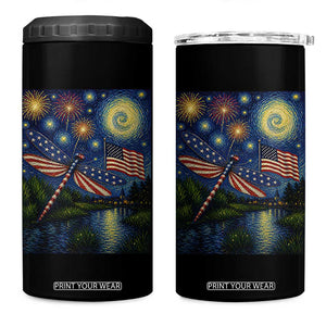 Patriotic Dragonfly Starry Night Swirls 4 in 1 Can Cooler Tumbler Nature Lovers TS12 One Size: 16 oz Black Print Your Wear