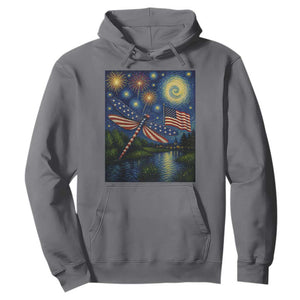 Patriotic Dragonfly Starry Night Swirls Hoodie Nature Lovers TS12 Charcoal Print Your Wear