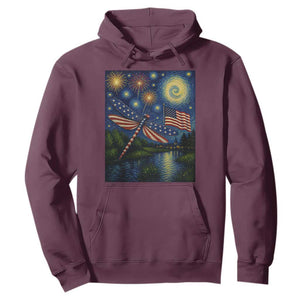 Patriotic Dragonfly Starry Night Swirls Hoodie Nature Lovers TS12 Maroon Print Your Wear