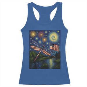 Patriotic Dragonfly Starry Night Swirls Racerback Tank Top Nature Lovers TS12 Royal Blue Print Your Wear