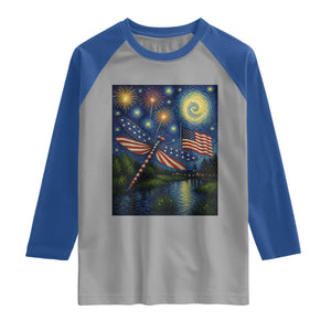 Patriotic Dragonfly Starry Night Swirls Raglan Shirt Nature Lovers TS12 Sport Gray Royal Print Your Wear