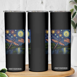 Patriotic Dragonfly Starry Night Swirls Skinny Tumbler Nature Lovers TS12 Print Your Wear