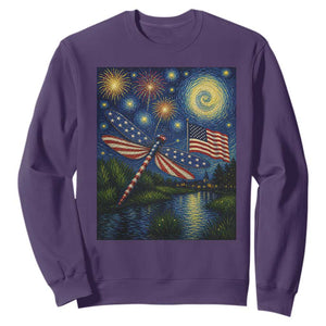 Patriotic Dragonfly Starry Night Swirls Sweatshirt Nature Lovers TS12 Purple Print Your Wear