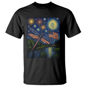 Patriotic Dragonfly Starry Night Swirls T Shirt Nature Lovers TS12 Black Print Your Wear