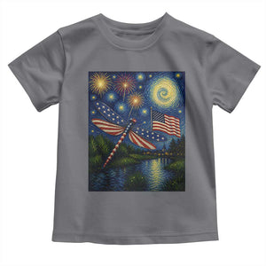 Patriotic Dragonfly Starry Night Swirls Toddler T Shirt Nature Lovers TS12 Charcoal Print Your Wear