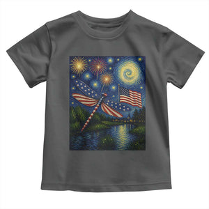 Patriotic Dragonfly Starry Night Swirls Toddler T Shirt Nature Lovers TS12 Dark Heather Print Your Wear