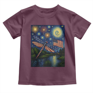 Patriotic Dragonfly Starry Night Swirls Toddler T Shirt Nature Lovers TS12 Maroon Print Your Wear