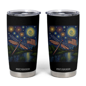 Patriotic Dragonfly Starry Night Swirls Tumbler Cup Nature Lovers TS12 Black Print Your Wear