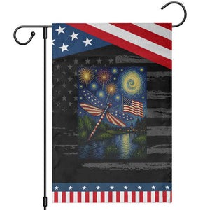Red White And Blue Dragonfly Starry Night Swirls Patriotic Garden Flag Nature Lovers