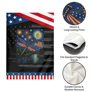 Red White And Blue Dragonfly Starry Night Swirls Patriotic Garden Flag Nature Lovers