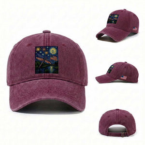 Patriotic Dragonfly Starry Night Swirls Washed Cotton Baseball Cap Nature Lovers TS12 Washed Cap Universal Fit Burgundy Print Your Wear