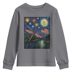 Patriotic Dragonfly Starry Night Swirls Youth Sweatshirt Nature Lovers TS12 Charcoal Print Your Wear