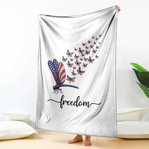 Freedom Dragonfly American Flag 4th Of July Throw Blanket Patriotic Nature Lover Graphic