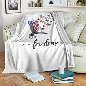 Freedom Dragonfly American Flag 4th Of July Throw Blanket Patriotic Nature Lover Graphic