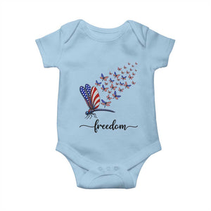 Freedom Dragonfly American Flag 4th Of July Baby Onesie Patriotic Nature Lover Graphic TS12 Light Blue Print Your Wear
