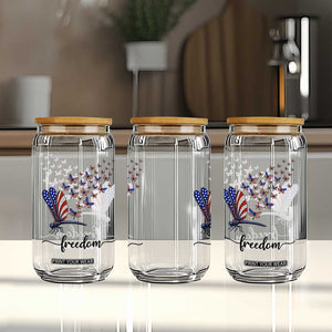 Freedom Dragonfly American Flag 4th Of July Glass Can Patriotic Nature Lover Graphic TS12 Print Your Wear