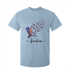 Freedom Dragonfly American Flag 4th Of July T Shirt For Kid Patriotic Nature Lover Graphic TS12 Light Blue Print Your Wear
