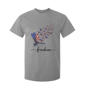Freedom Dragonfly American Flag 4th Of July T Shirt For Kid Patriotic Nature Lover Graphic TS12 Sport Gray Print Your Wear