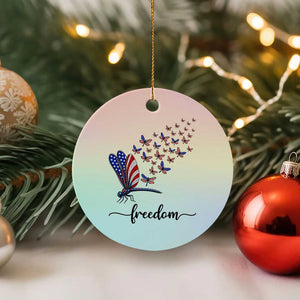 Freedom Dragonfly American Flag 4th Of July Ceramic Ornament Patriotic Nature Lover Graphic TS12 1pc Pastel Print Your Wear