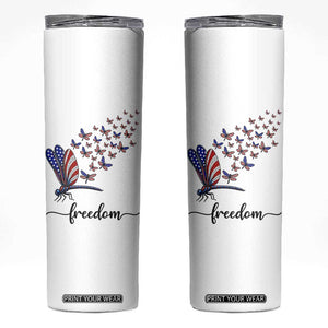 Freedom Dragonfly American Flag 4th Of July Skinny Tumbler Patriotic Nature Lover Graphic TS12 White Print Your Wear