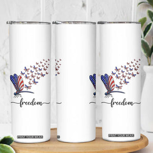 Freedom Dragonfly American Flag 4th Of July Skinny Tumbler Patriotic Nature Lover Graphic TS12 Print Your Wear