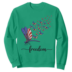 Freedom Dragonfly American Flag 4th Of July Sweatshirt Patriotic Nature Lover Graphic TS12 Irish Green Print Your Wear