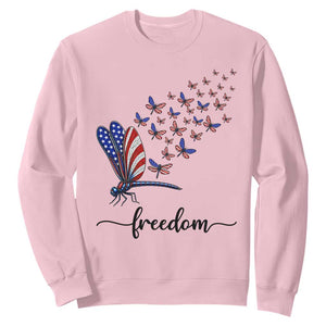 Freedom Dragonfly American Flag 4th Of July Sweatshirt Patriotic Nature Lover Graphic TS12 Light Pink Print Your Wear