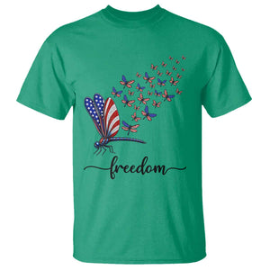 Freedom Dragonfly American Flag 4th Of July T Shirt Patriotic Nature Lover Graphic TS12 Irish Green Print Your Wear