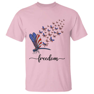 Freedom Dragonfly American Flag 4th Of July T Shirt Patriotic Nature Lover Graphic TS12 Light Pink Print Your Wear