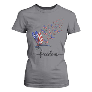 Freedom Dragonfly American Flag 4th Of July T Shirt For Women Patriotic Nature Lover Graphic TS12 Charcoal Print Your Wear