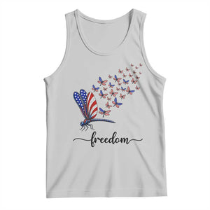 Freedom Dragonfly American Flag 4th Of July Tank Top Patriotic Nature Lover Graphic TS12 Ash Print Your Wear