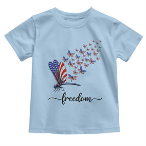 Freedom Dragonfly American Flag 4th Of July Toddler T Shirt Patriotic Nature Lover Graphic TS12 Light Blue Print Your Wear