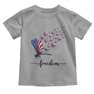 Freedom Dragonfly American Flag 4th Of July Toddler T Shirt Patriotic Nature Lover Graphic TS12 Sport Gray Print Your Wear