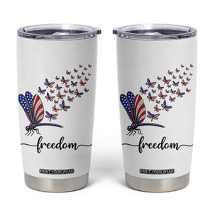 Freedom Dragonfly American Flag 4th Of July Tumbler Cup Patriotic Nature Lover Graphic