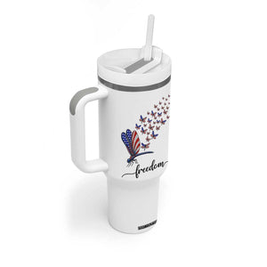 Freedom Dragonfly American Flag 4th Of July Tumbler With Handle Patriotic Nature Lover Graphic TS12 Print Your Wear