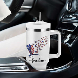 Freedom Dragonfly American Flag 4th Of July Tumbler With Handle Patriotic Nature Lover Graphic TS12 Print Your Wear