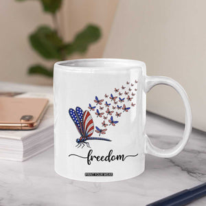 Freedom Dragonfly American Flag 4th Of July Coffee Mug Patriotic Nature Lover Graphic TS12 Print Your Wear